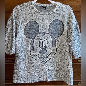 Zara x Disney Mickey Mouse Gray Soft Knit Sweater Top Sz Medium